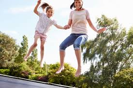 mom on trampoline